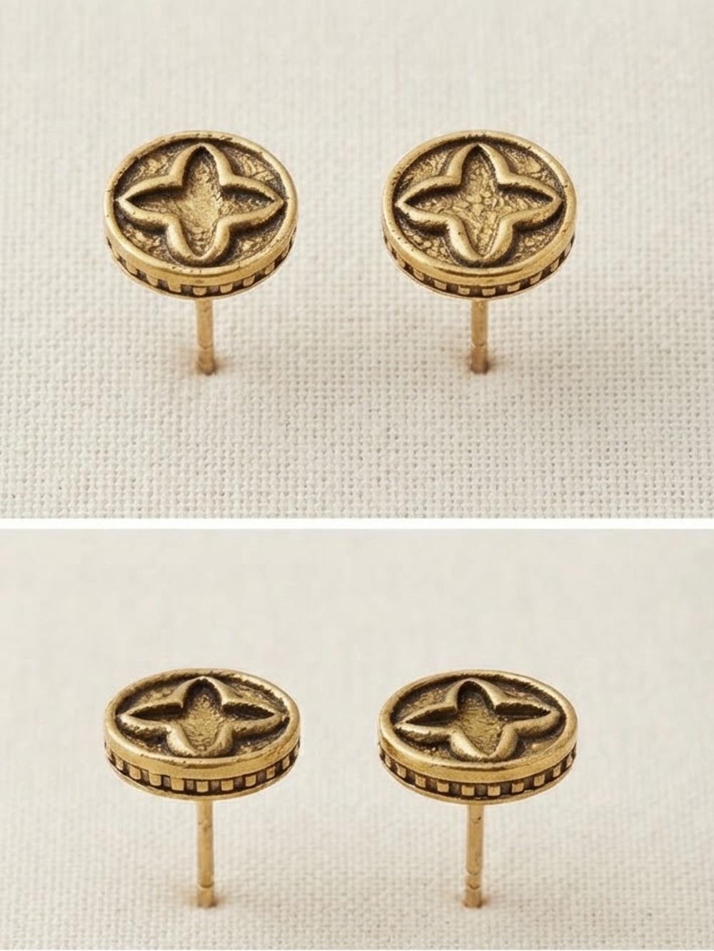 Gold Tone Star Accent Stud Earrings